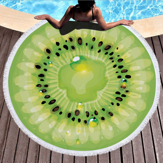 Tapete de Playa Redondo Estampado de Frutas - Image 8