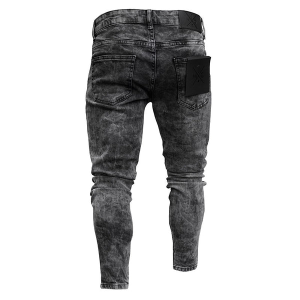 Pantalones Denim Ajustados con Roturas