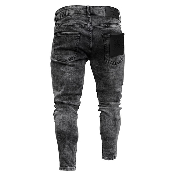 Pantalones Denim Ajustados con Roturas