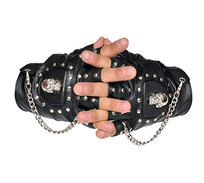 Guantes Fingerless con Cadeneta de Calavera y Tachuelas Metálicas - Estilo Ciclismo Rock Gótico Punk - Image 3