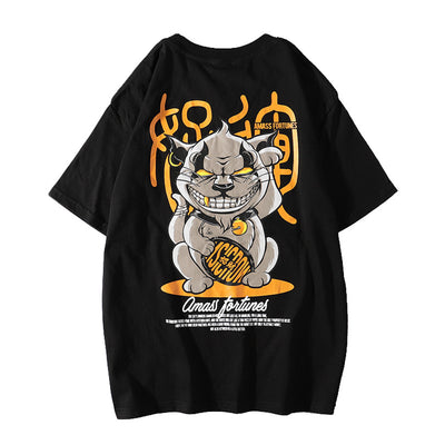 Camiseta Manga Corta para Hombre con Estampado de Gato de la Suerte - Image 14