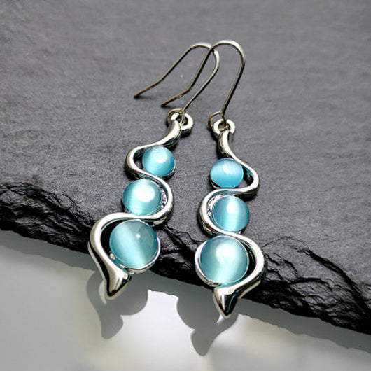 Aretes Onda Hylan Ojo de Gato - Piedra Preciosa - Image 5