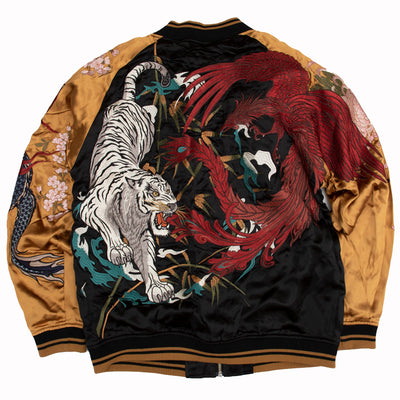 Chaqueta de satén reversible con bordados
