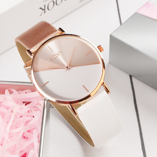 Reloj de moda para mujer en oro rosa con correa de cuero - Image 5