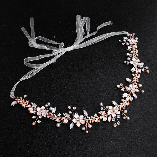 Diadema Nupcial de Perlas y Cristales