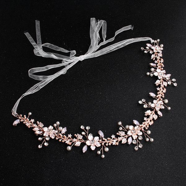 Diadema Nupcial de Perlas y Cristales