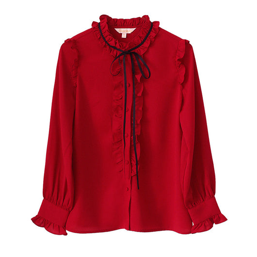 Blusa de Gasa Manga Larga Roja - Image 2
