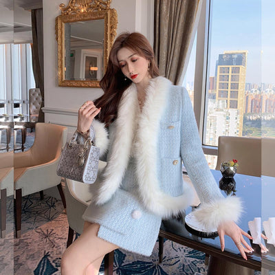 Conjunto Elegante de Abrigo y Falda de Lana Francesa - Image 3