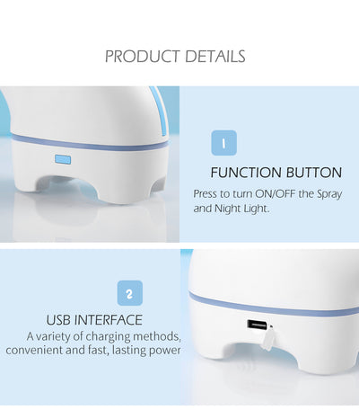 Pink elephant-shaped ultrasonic aromatherapy machine with a subtle light band and trunk-like mist outlet. - Image 3