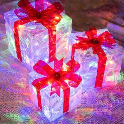 Caja de Regalo Navideña Plegable 3 Piezas con Luces LED - Image 6
