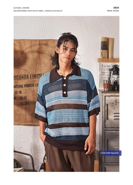 Playera Retro de Punto con Cuello Solapa y Detalles Calados - Image 9