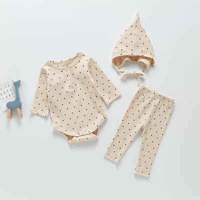 Conjunto de Tres Piezas Bebé Lunares - Mameluco Cómodo y Elegante - Image 5