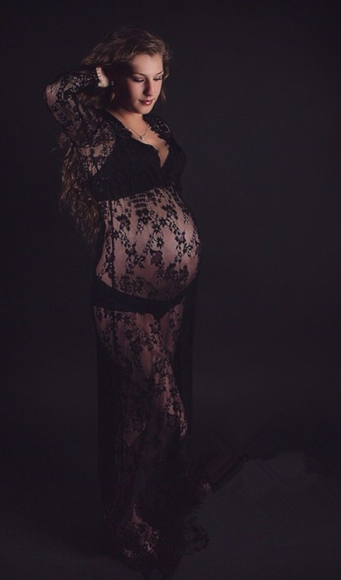 Vestido de Encaje Sensual para Sesiones Fotográficas de Maternidad - Image 3