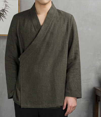 Camisa Tang Hanfu Tradicional - Lino Algodón para Hombre Estilo Retro Chino - Image 3