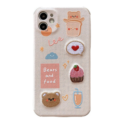 Funda para Teléfono con Diseño Bordado de Osito y Conejo - Image 3