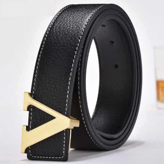 Cinturón de Cuero para Hombre con Hebilla de Letras - Estilo Moderno - Image 2