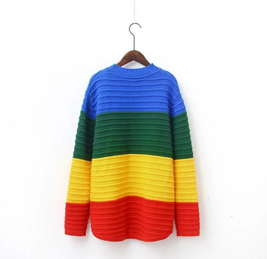Suéter Tejido Arcoíris Degradado de Cuello Alto para Mujer - Image 5