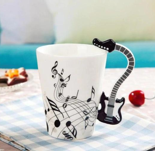 Taza de Cerámica con Asa de Saxofón y Notas Musicales - Image 2