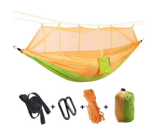 Hamaca Camping Doble con Red Antimosquitos - Paracaídas Portátil Verde Militar - Image 24