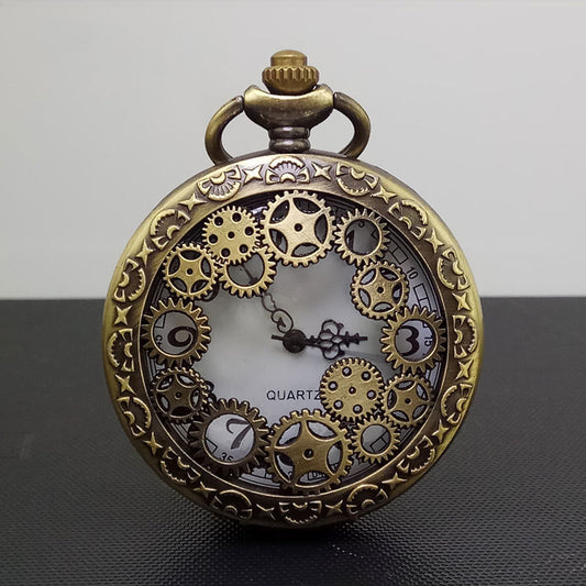 Reloj de Bolsillo Vintage Clásico Grande con Engranajes Hueco
