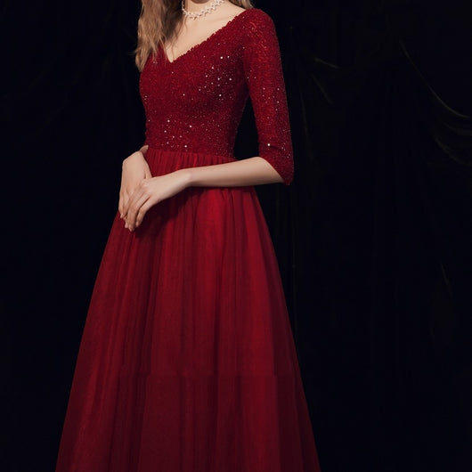 Vestido Rojo de Novia con Manga Larga y Espalda Abierta para Brindis - Image 9