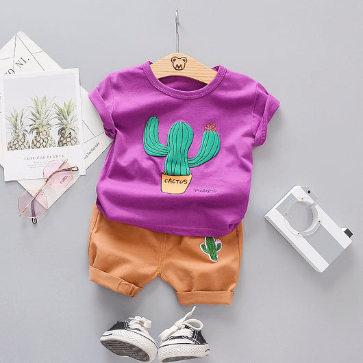 Conjunto de Camiseta de Algodón Puro con Diseño de Cactus para Niños y Niñas - Image 10