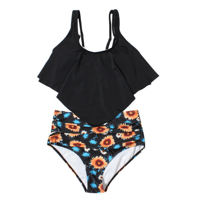 Bikini Dividido Estampado de Cintura Alta con Volantes para Mujer - Image 16