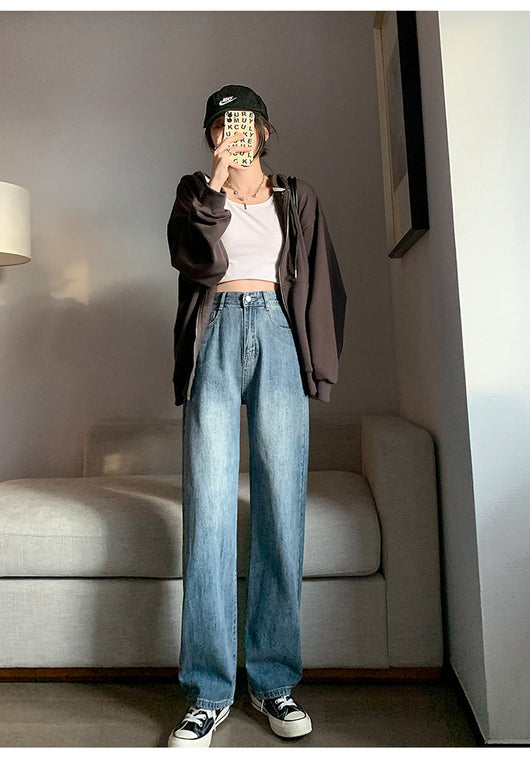 Pantalón Vaquero Vintage de Cintura Alta y Pierna Ancha Recta - Image 7