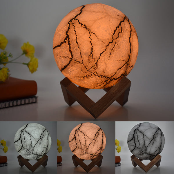 Lámpara LED 3D Luz Nocturna con Diseño de Luna Pintada
