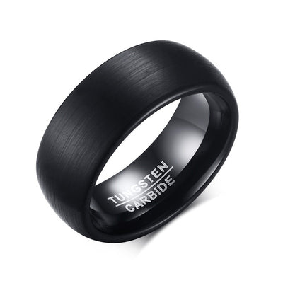 Anillo de Tungsteno Puro Plateado Negro Cepillado