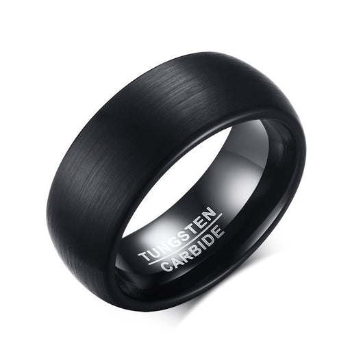 Anillo de Tungsteno Puro Plateado Negro Cepillado