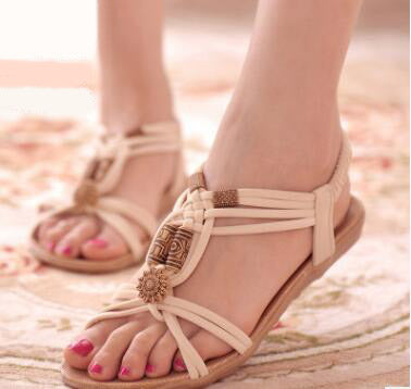 Sandalias Bohemias Planas con Tiras Cruzadas para Mujer