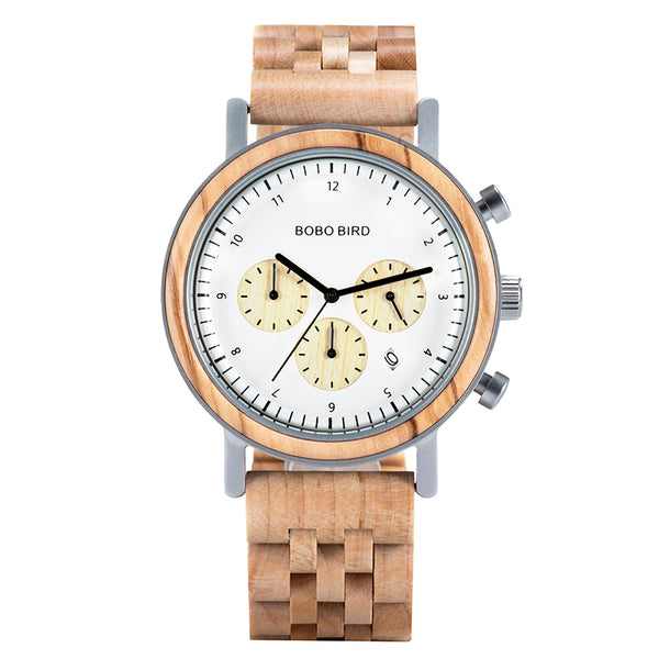 Reloj de Madera con Tres Esferas y Seis Pines