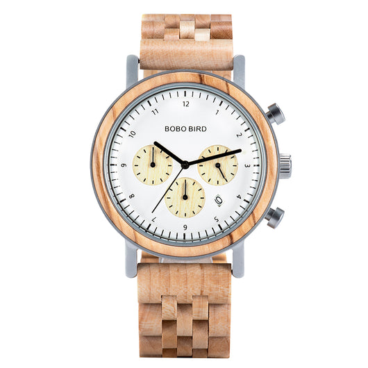 Reloj de Madera con Tres Esferas y Seis Pines