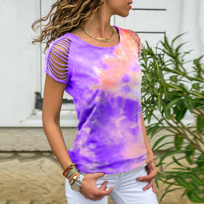 Playera Strapless Tie-Dye con Detalles Quemados para Mujer - Image 4