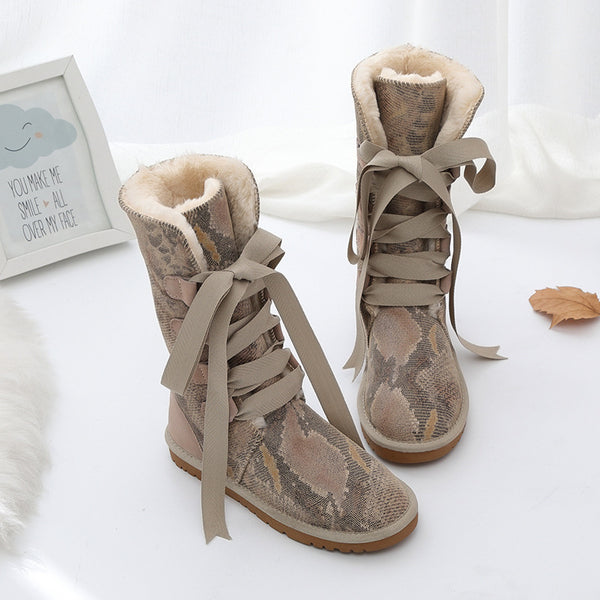 Botas de Algodón Grueso con Forro de Felpa y Tubo Alto