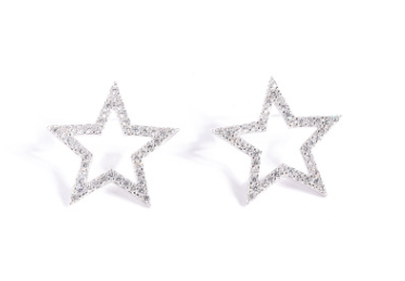 Aretes de Plata Esterlina con Estrella de Cinco Puntas - Diseño Japonés y Coreano