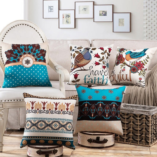 Funda de Almohada Estampado Aves Tropicales
