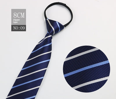 Corbata Negra Rayada Azul con Cierre Rápido - Corbata Ejecutiva Lazy Zip - Image 10