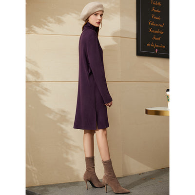 Vestido Suéter Cuello Alto Tejido Suelto para Otoño e Invierno - Image 2