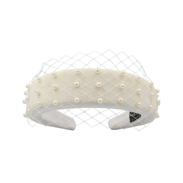 Diadema Elegante de Franela Gruesa con Red de Hilo para Novia - Image 14