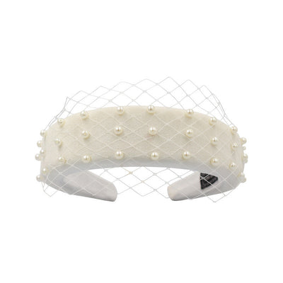 Diadema Elegante de Franela Gruesa con Red de Hilo para Novia - Image 14