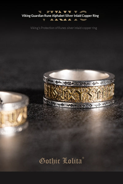Anillo de Cobre con Runas Vikingas e Incrustación de Plata para Hombre - Image 10
