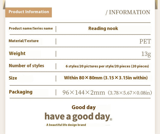 Set of 20 PET stickers featuring watercolor illustrations of cozy reading nooks, bookshelves, books, and related items. - Image 12