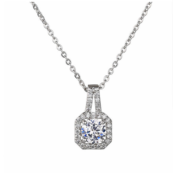 Collar Clavícula de Plata Esterlina S925 con Colgante Cuadrado de Circonita Microincrustada