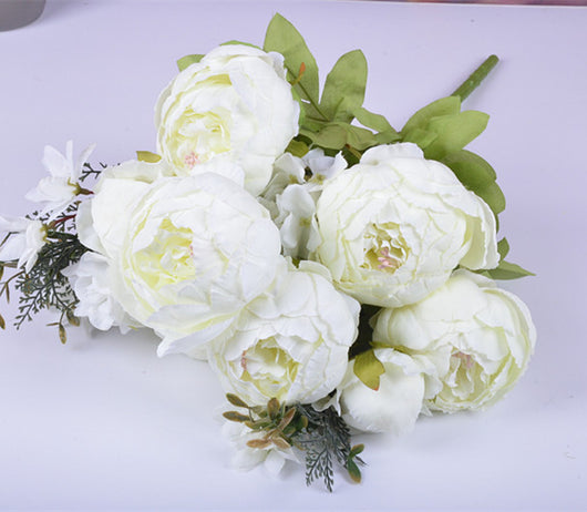 13 Flores Peonías Artificiales Estilo Europeo Premium