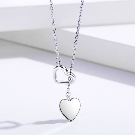 Collar Doble Corazón en Plata Esterlina
