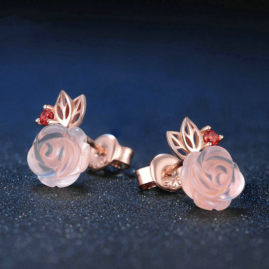 Aretes de Plata 925 Rosa con Cristal Rosa - Diseño Floral Elegante - Image 4