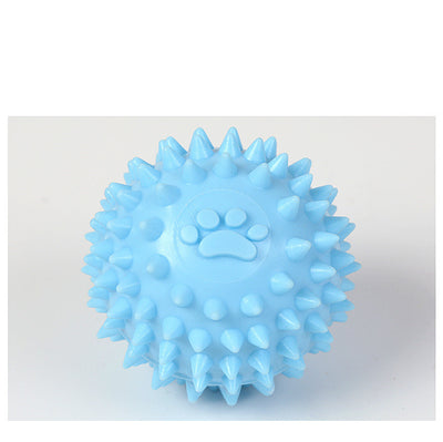 Yellow spiky pet toy ball with a paw print design, made from TPR for interactive play and molars. - Image 26