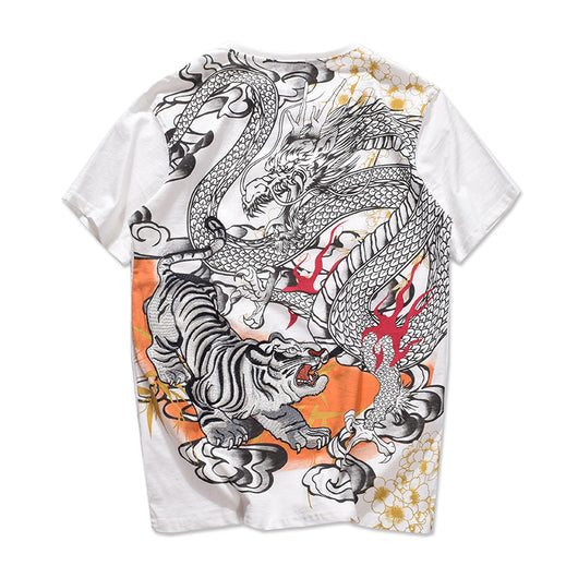 Playera Bordada Dragón Tigre Manga Corta - Image 4